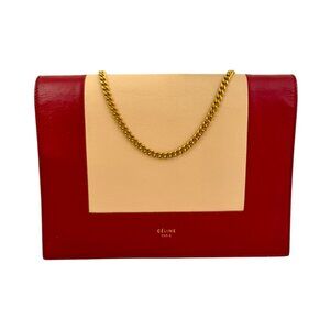 Authentic Celine Two-Tone Frame Leather Wallet on Chain Crossbody Bag